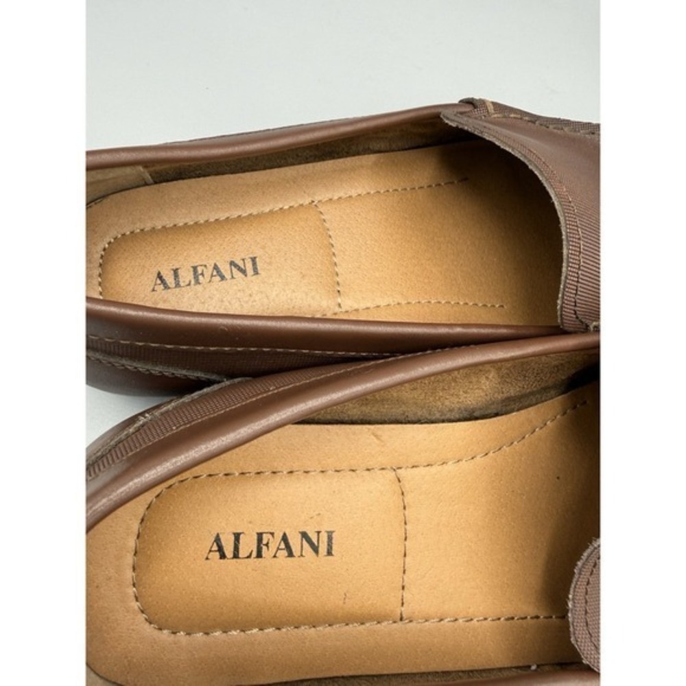 Alfani Mens Chestnut‎ Brown Leather Upper Slip On Loafers Size 10.5 - Picture 8 of 9